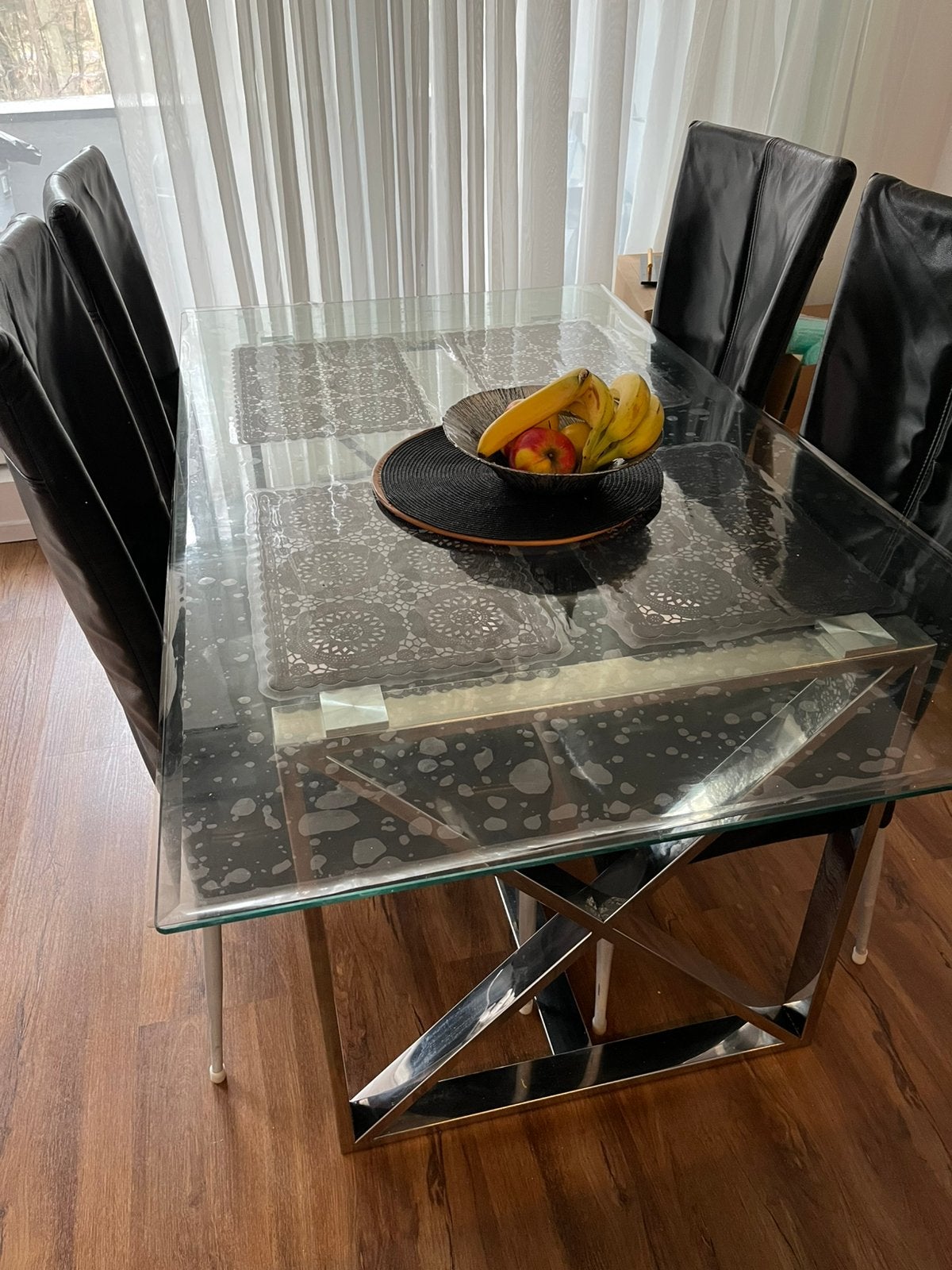 Glazen tafel van 160 bij 90 cm, Ophalen, Zo goed als nieuw
