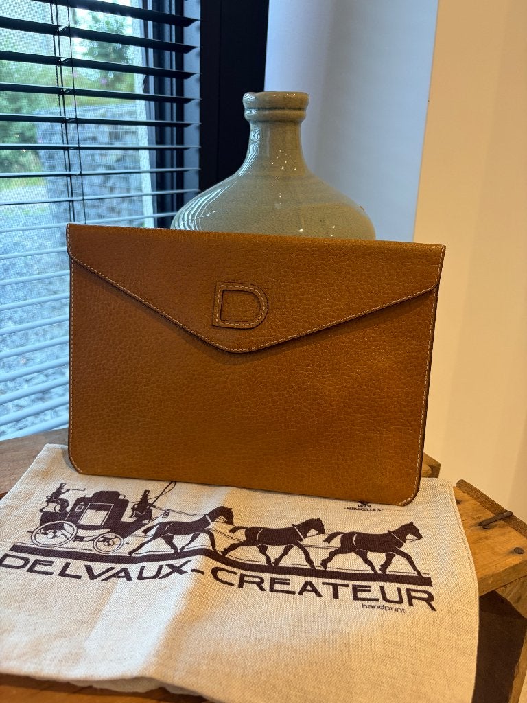 Pochette Delvaux D, Enlèvement ou Envoi, Comme neuf, Brun, Autres types