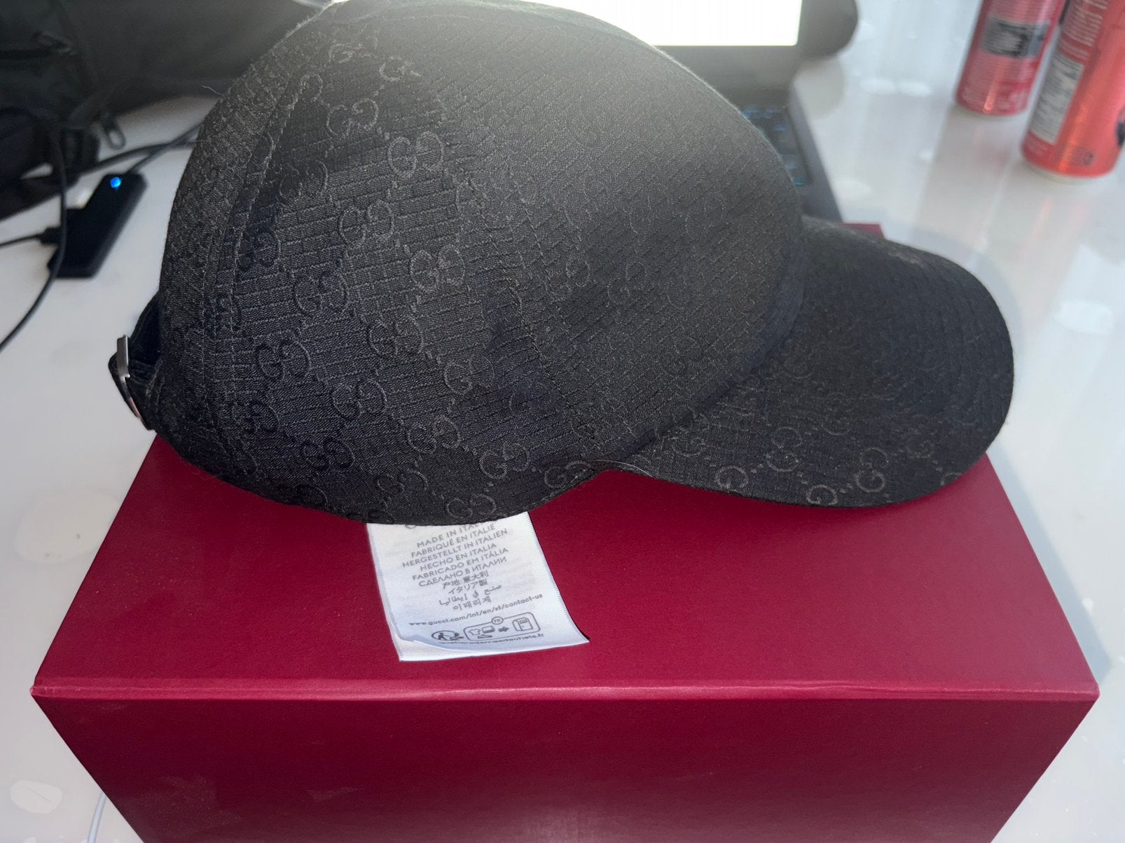 Gucci GG ripstop baseball cap black L (MOET NU WEG €150), Ophalen, Zo goed als nieuw, Pet