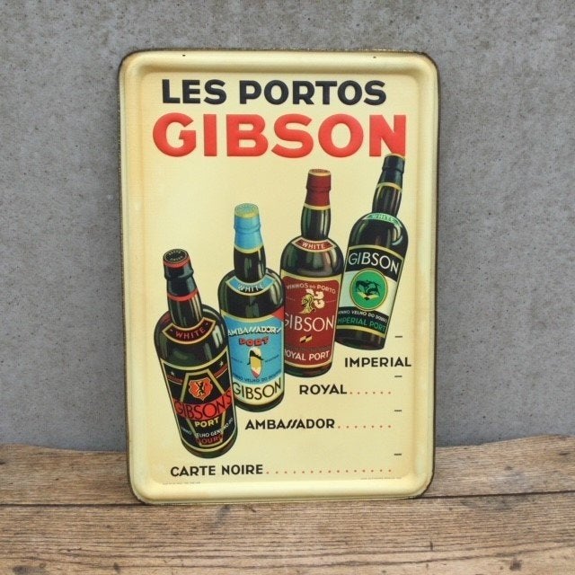 Metalen bord 1936 PORTOS GIBSON, Verzamelen, Merken en Reclamevoorwerpen, Ophalen of Verzenden, Gebruikt