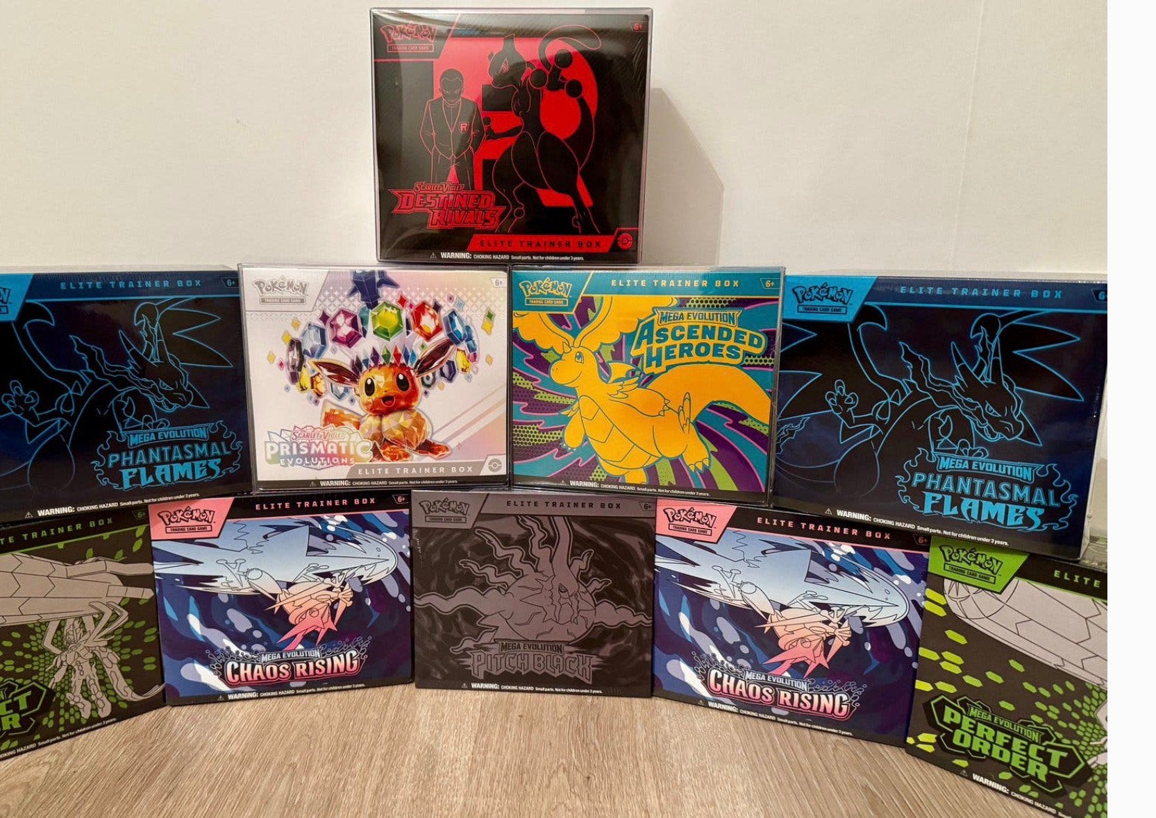 Sealed Pokémon ETB’s Engels - Prismatic, Destined, Ascendent, Ophalen of Verzenden, Nieuw, Boosterbox, Foil
