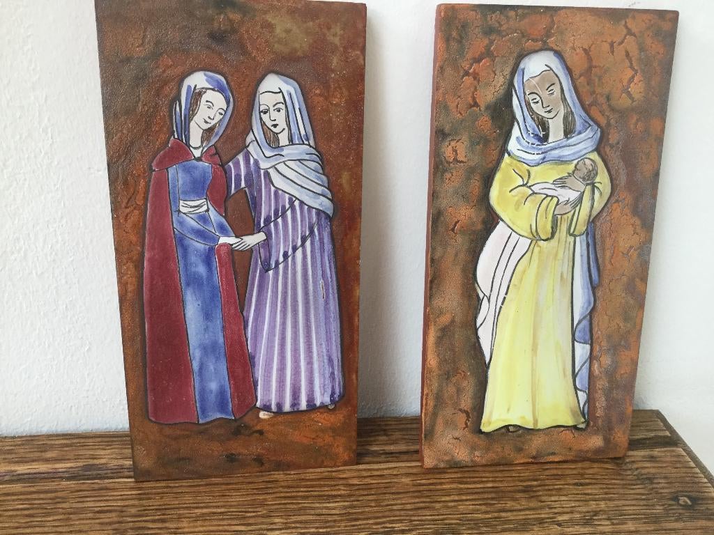 Twee geëmailleerde religieuze keramiek uit Jurbise, Ophalen
