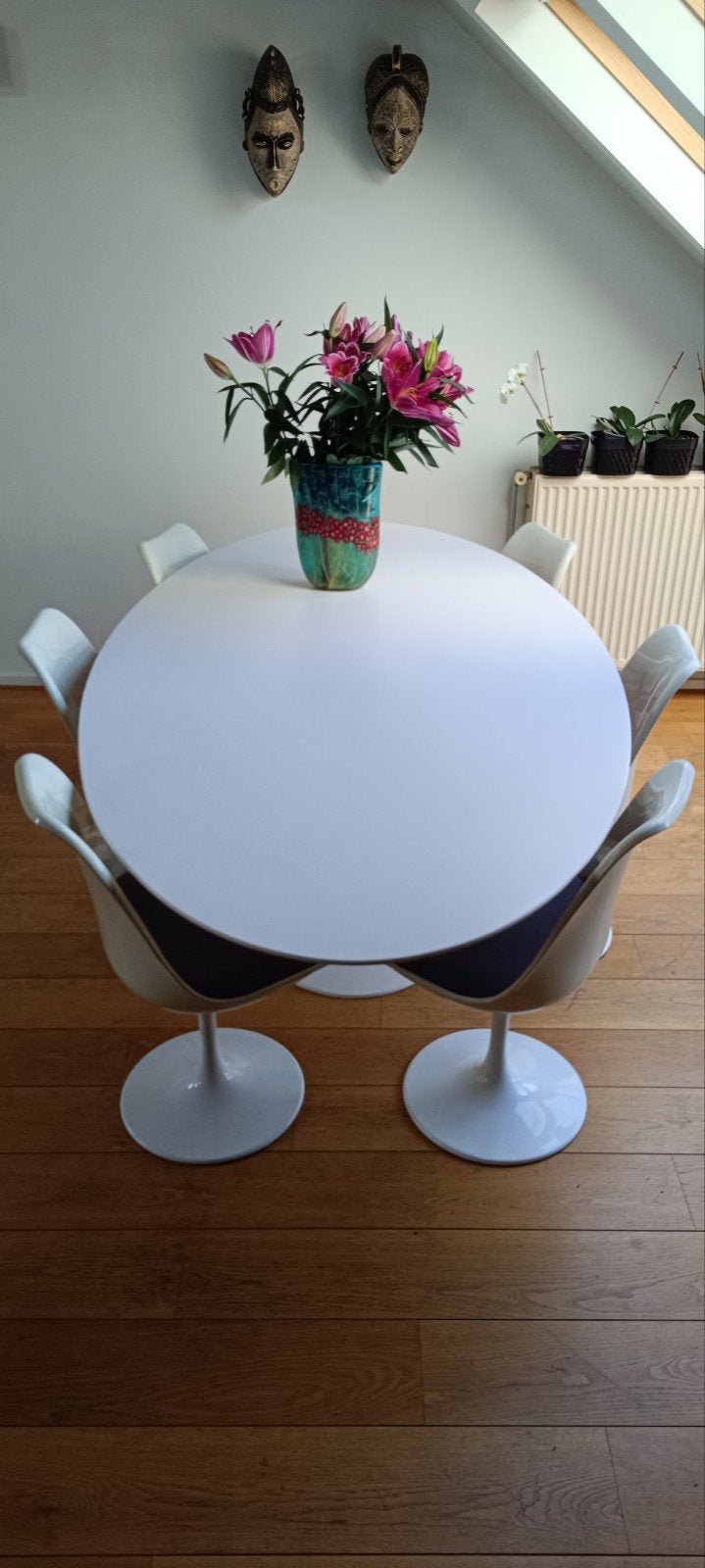 Grote ovale Tulip / Saarinen eettafel 210 cm + 6 Tulip stoel, Maison & Meubles, Enlèvement