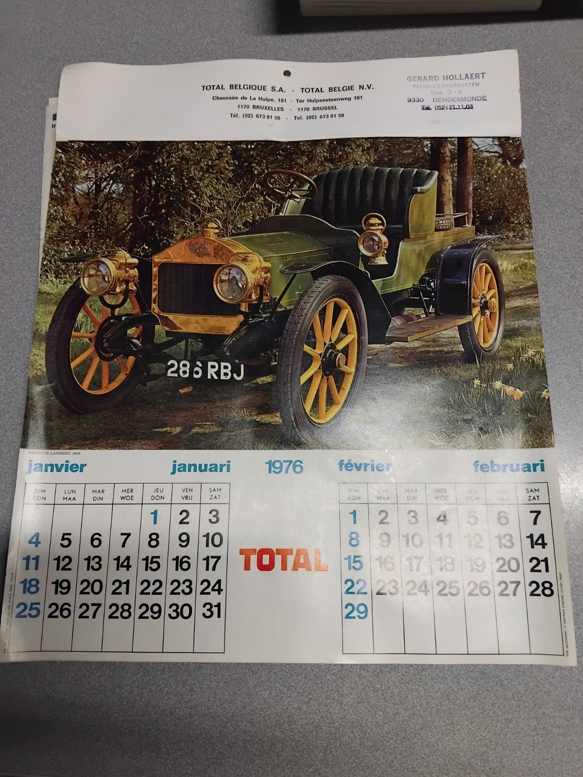 calendrier pétrolier total 1976, Enlèvement ou Envoi