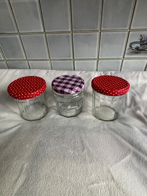 3 pots pour confiture, Maison & Meubles, Verre, Autres marques, Pot de stockage, Multicolore