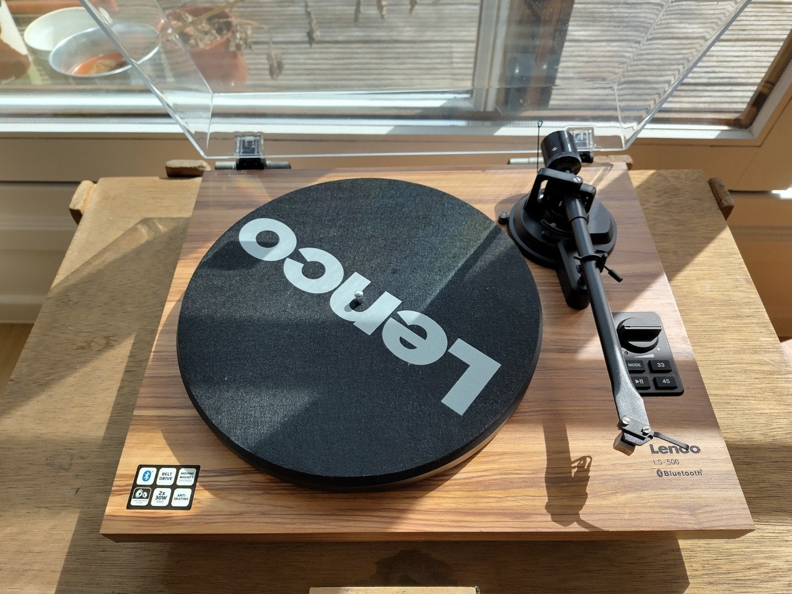 Lenco LS-500 - Platenspeler met 2 externe speakers - Hout, Audio, Tv en Foto, Ophalen, Gebruikt, Platenspeler, Overige merken