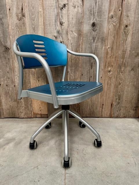 CHAISE DE BUREAU DESIGN KARTELL MADE IN ITALY 1980s, Enlèvement ou Envoi, Utilisé, Bleu, Chaise de bureau