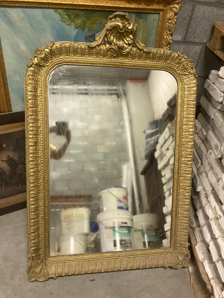 Grote vergulde spiegel stijl rococo Louis XV, Antiek en Kunst, Ophalen