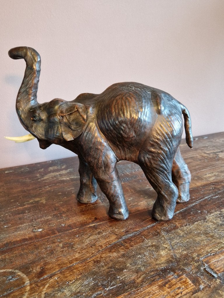 Bruine leren olifant, jaren ’70, Antiek en Kunst, Curiosa en Brocante, Ophalen of Verzenden