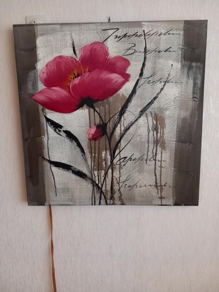 Tableau motif rose, Maison & Meubles, Comme neuf, Enlèvement, Peinture, Moins de 50 cm