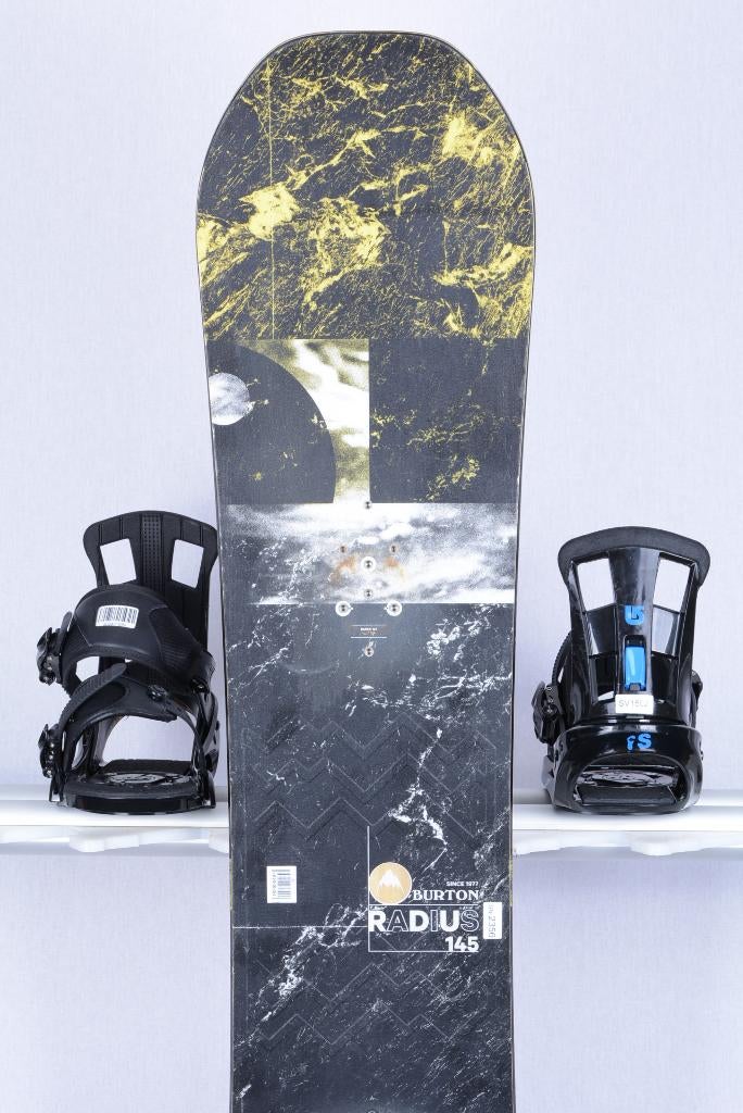 145 snowboard BURTON RADIUS, black/yellow, woodcore, Sport en Fitness, Snowboarden, Gebruikt, Bindingen, Ophalen of Verzenden