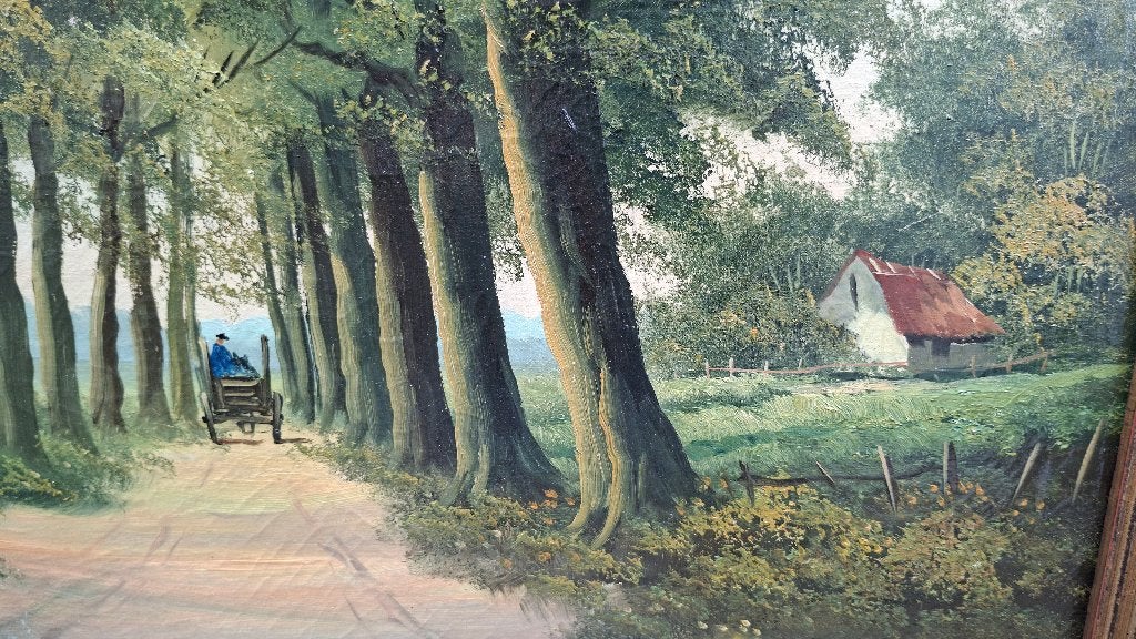 Tableau peinture, Paysage, Enlèvement, Signé, Peinture à l'huile