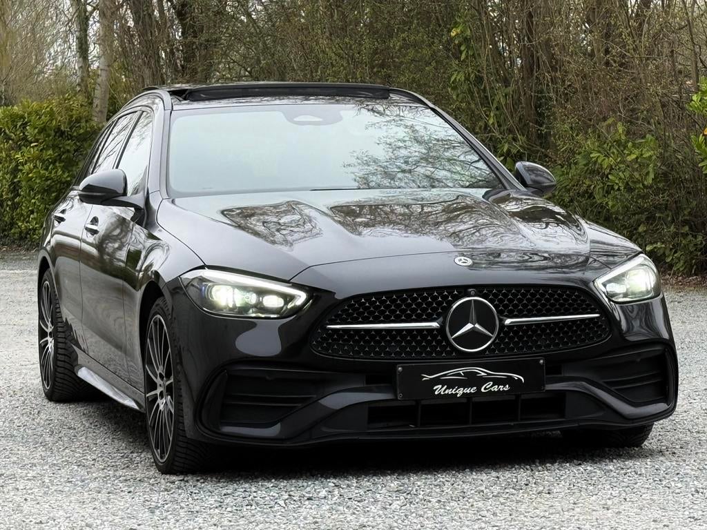 Mercedes C300e Plugin AMG Black Pack Pano Sfeer Burmest 2022, Auto's, Mercedes-Benz, Automaat, Zwart, Leder, Bedrijf