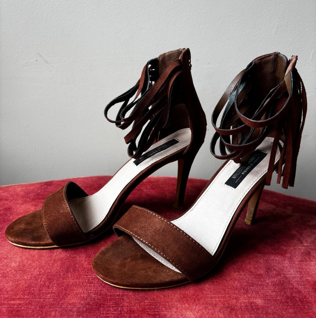 Bruine open pumps/hakken maat 39, Ophalen, Pumps, Bruin, Zo goed als nieuw