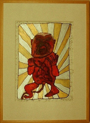 Kunsthandel Gennep - "Primal Scream", Antiek en Kunst, Ophalen of Verzenden, Papier/karton, Gesigneerd, Gemengde techniek