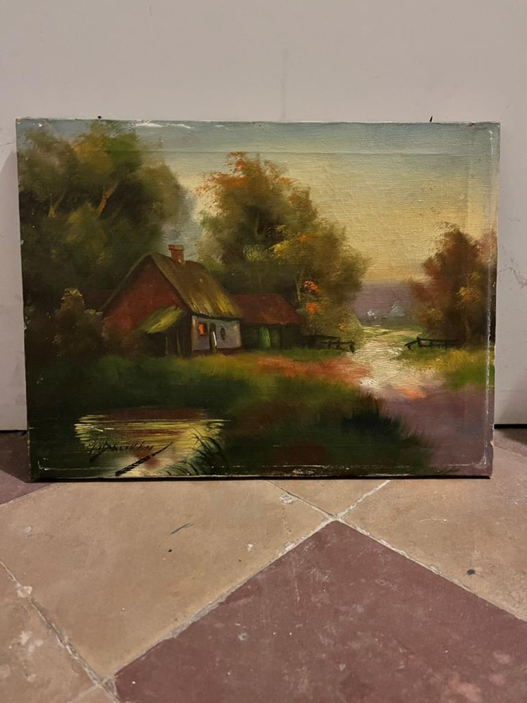 Peinture de ferme rustique sans cadre, Enlèvement