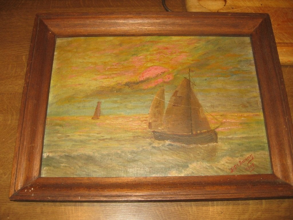 oud schilderijtje van j.de bavay uitvoering 1909, Ophalen