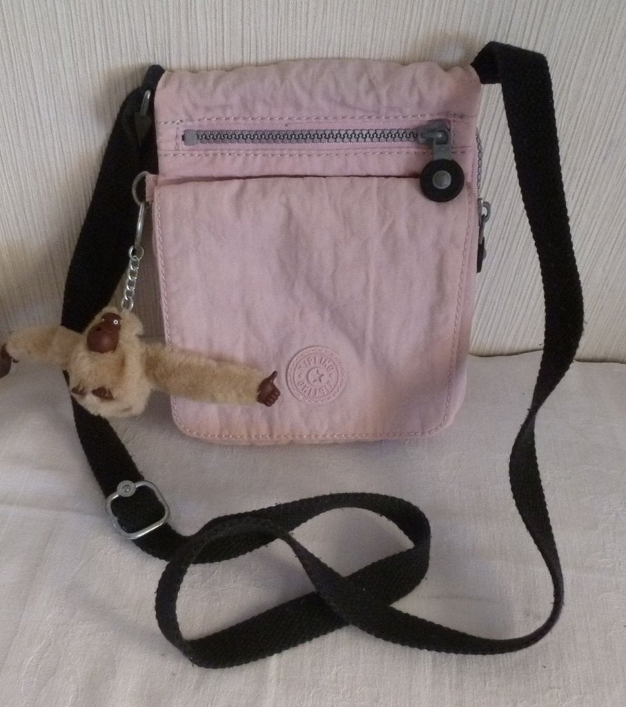 Kipling sac bandoulière rose plusieurs poches + singe, Enlèvement ou Envoi, Utilisé, Rose, Kipling