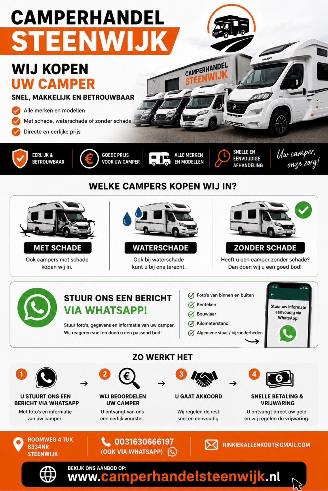 Wij kopen uw camper / caravan snel en betrouwbaar ., Bedrijf