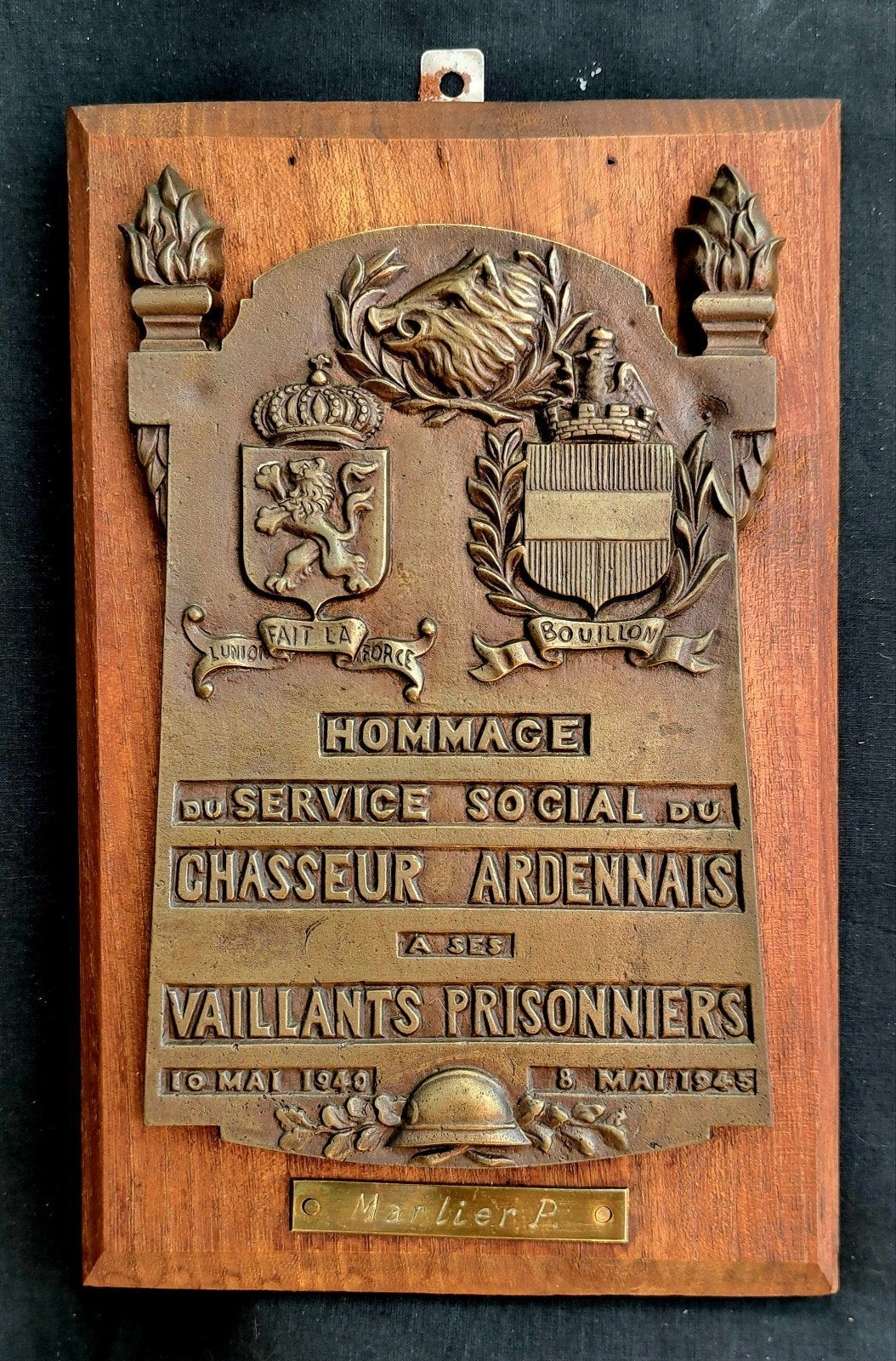 Krijgsgevangene uit Bouillon, Ardense jagersplaat, Verzamelen, Militaria | Tweede Wereldoorlog, Ophalen of Verzenden
