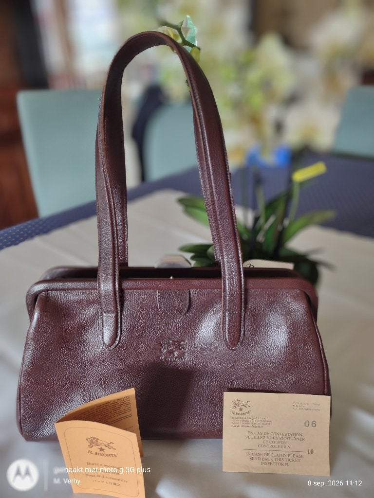 Il Bisonte Vintage handtas mét certificaten, Handtassen en Accessoires, Ophalen, Zo goed als nieuw, Bruin, Handtas