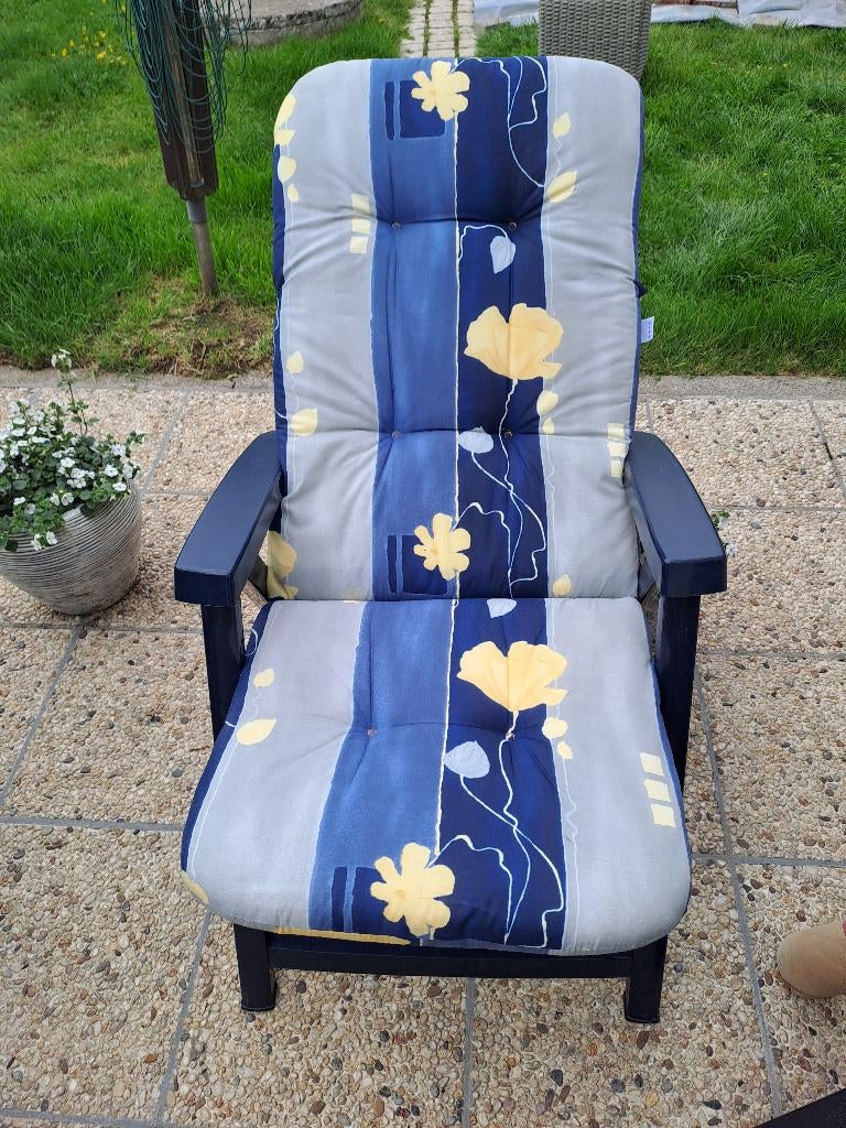8 tuinstoelen met kussens, Ophalen, Gebruikt, Kunststof, Verstelbaar