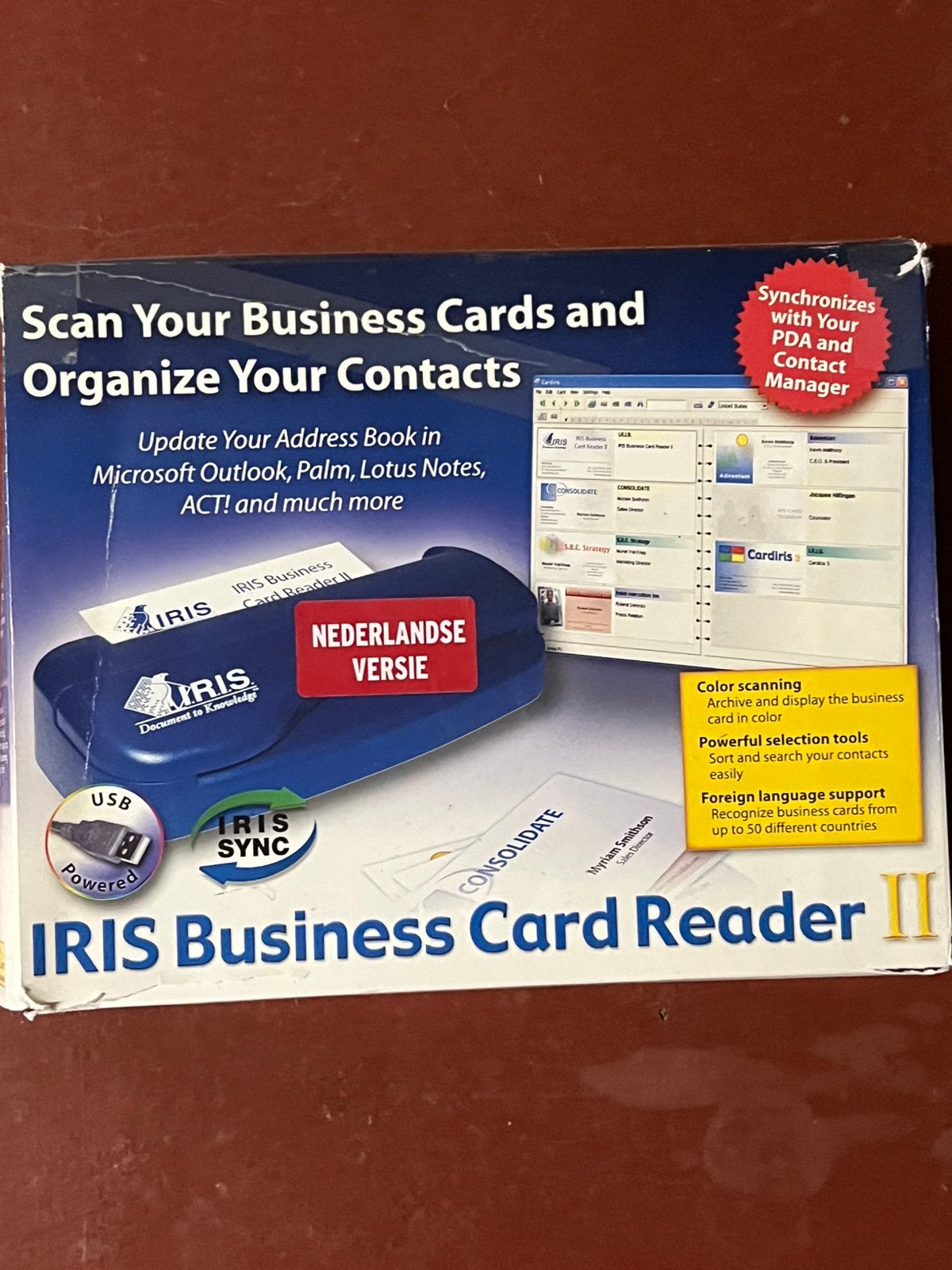 Iris business card reader, Ophalen