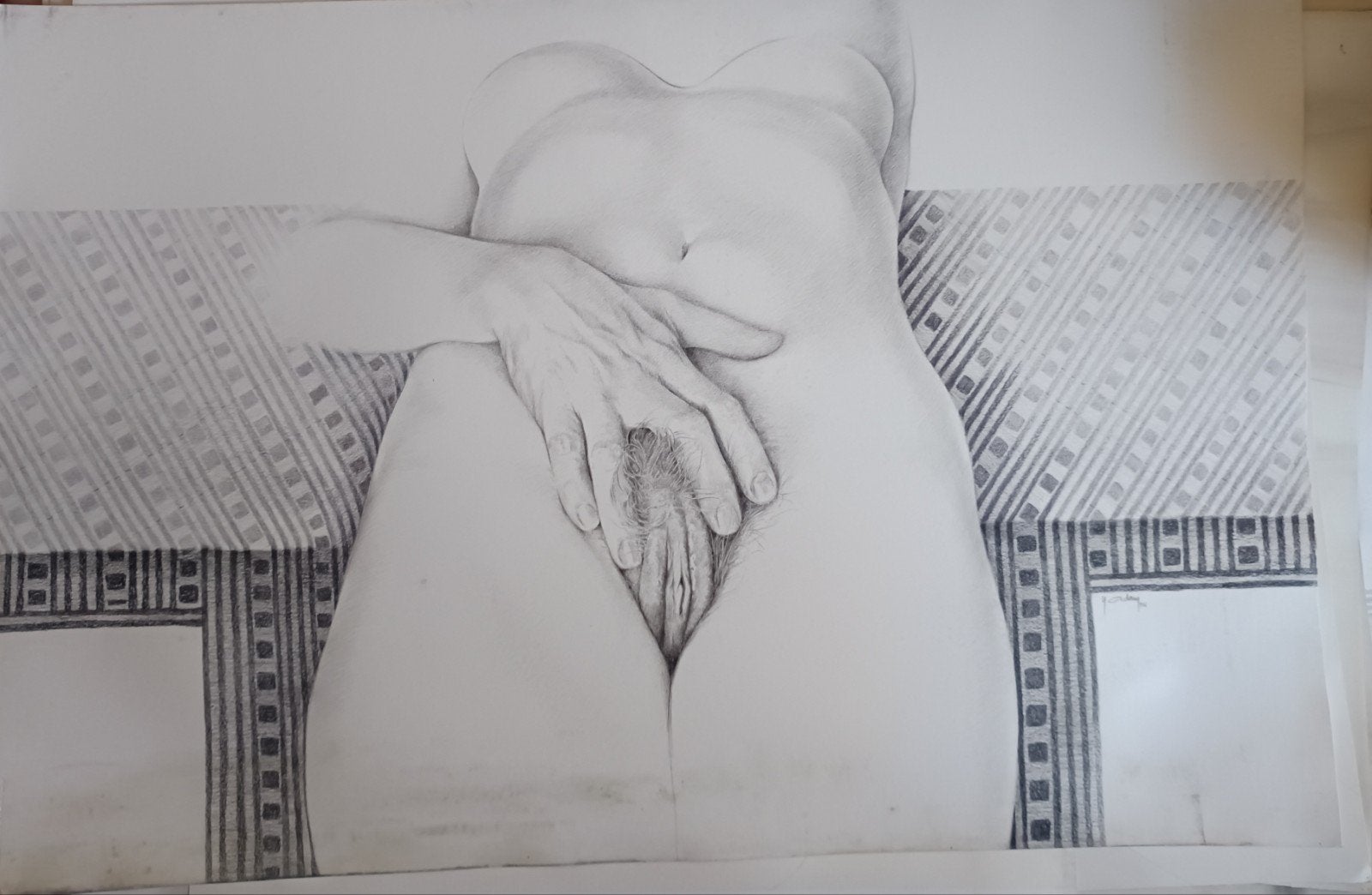 Dessin original yvon adam grand format, Antiquités & Art, Enlèvement ou Envoi, Dessin, Original