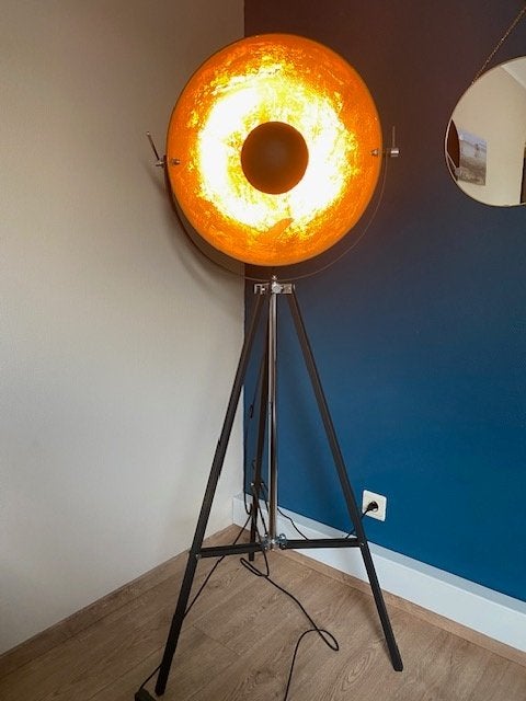 Beliani Staande Lamp Thames Zwart Goud 53x53x165 Cm, Ophalen, Gebruikt, Industrieel, modern, Metaal