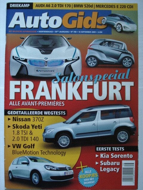 AutoGids 780 Nissan 370Z/Golf BlueMotion Technology/Skoda Ye, Verzenden, Zo goed als nieuw, Algemeen