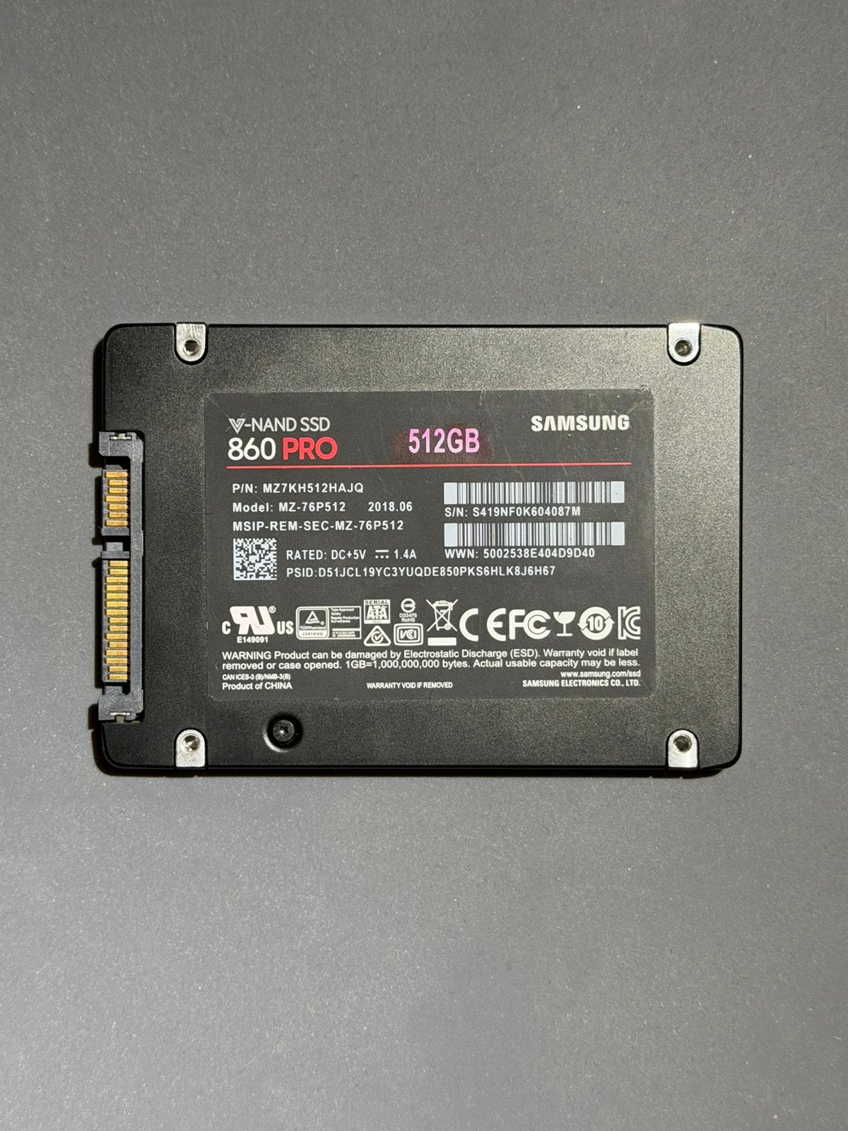 Samsung 860 PRO 512GB SSD - Goede staat, Informatique & Logiciels, Enlèvement, Comme neuf, SATA, SSD