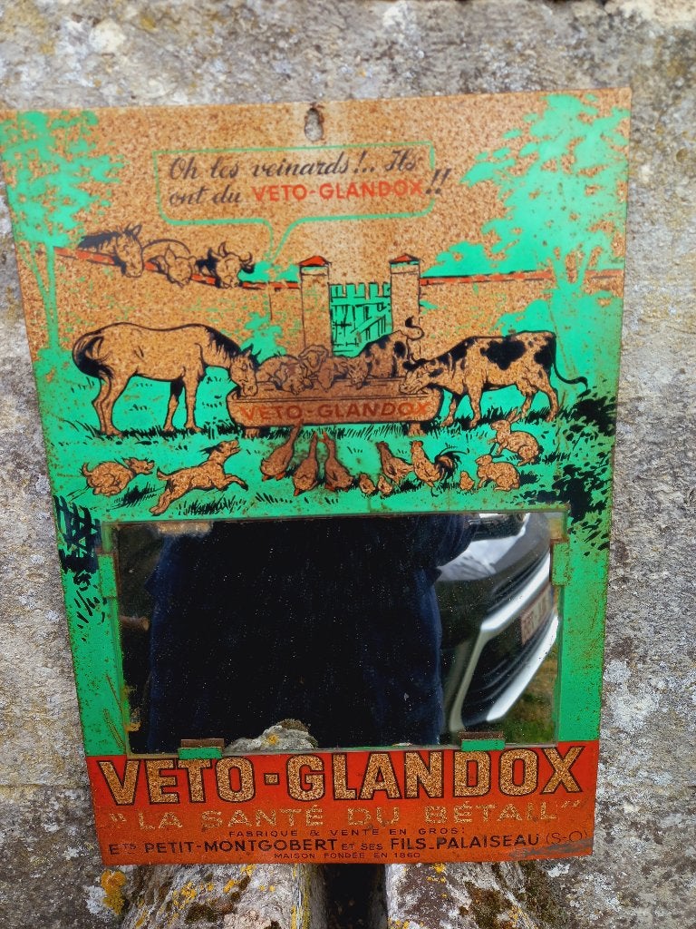 metalen reclamebord voeders VETO Glandox, Ophalen of Verzenden, Gebruikt, Reclamebord