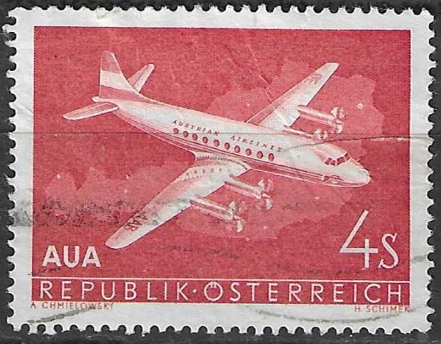 Autriche 1958 - Yvert 61PA - Vickers Viscount (ST), Envoi, Affranchi