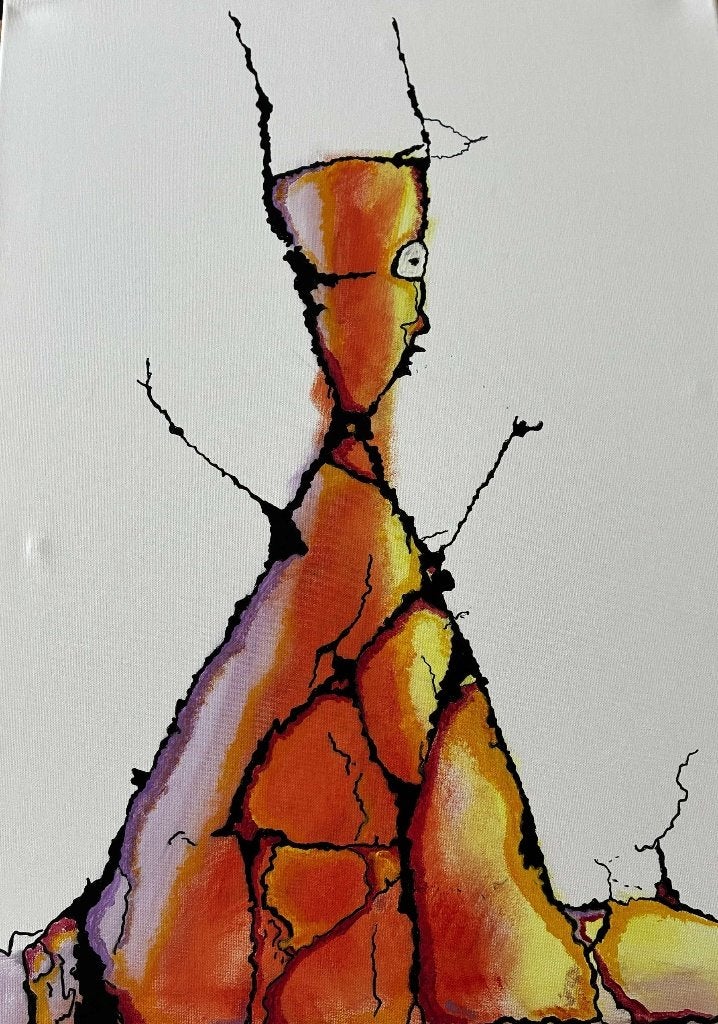 schilderij asfaltkunst - acryl op doek, Antiek en Kunst, Ophalen, Abstract, Acrylverf, Gelakt/vernis