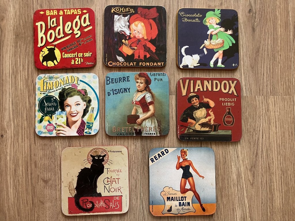sous-verres rétro, Multicolore, Liège, Sous-verre, Comme neuf