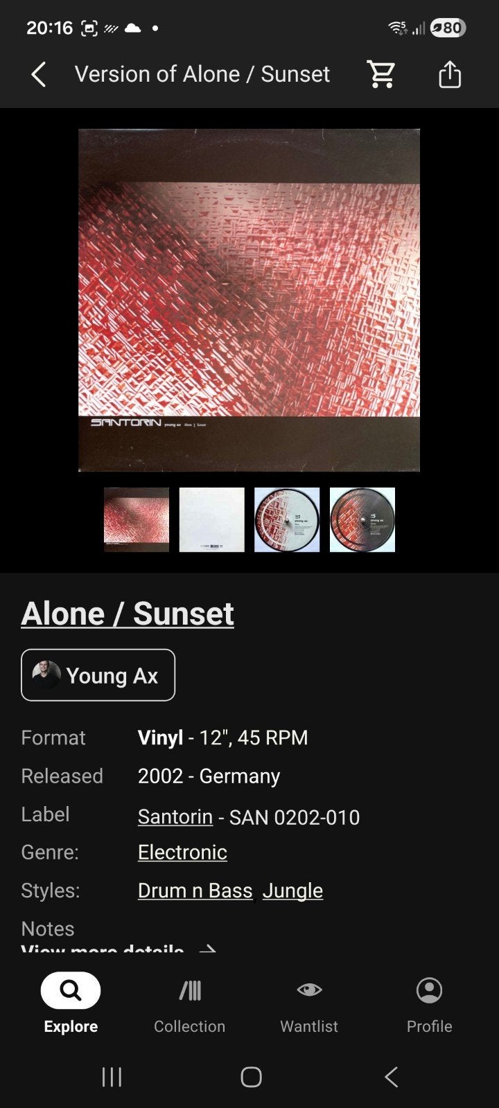 vinyl: Young Axe: Alone/Sunset, Ophalen, Drum and bass, Gebruikt, 12 inch