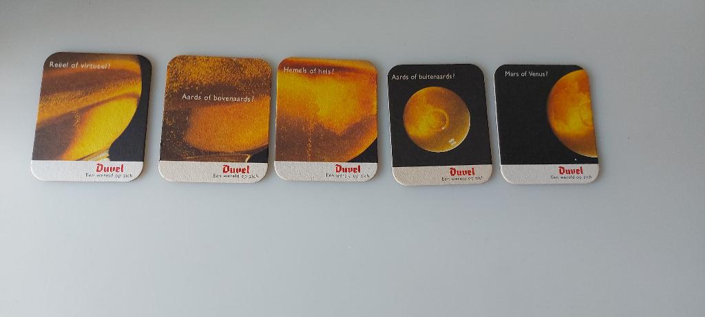 Duvel reeks van 5 bierviltjes expo hannover 2000 "NIEUW", Ophalen of Verzenden, Nieuw, Viltje(s), Duvel
