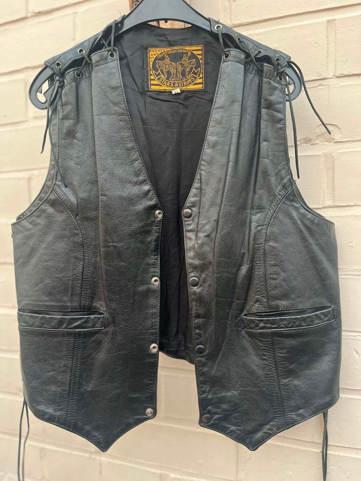 vintage leren vest XL, Taille 56/58 (XL), Comme neuf, Enlèvement, Stars & stripes