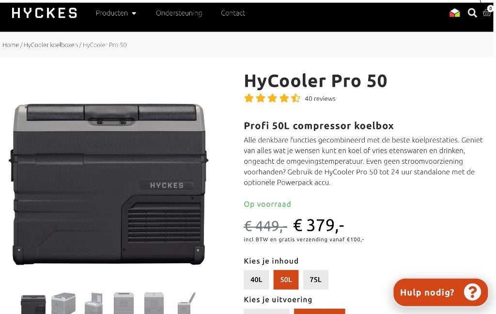 Hyckes HyCooler Pro 50 liter, Ophalen, Zo goed als nieuw, Koelbox, Compressor