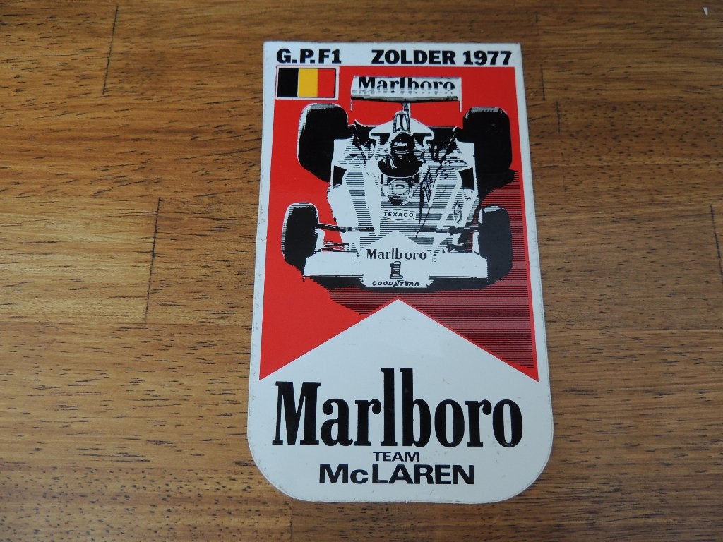 Zolder GP F1 1977 Mc Laren Marlboro team sticker, Envoi, Comme neuf, Voiture ou Moto