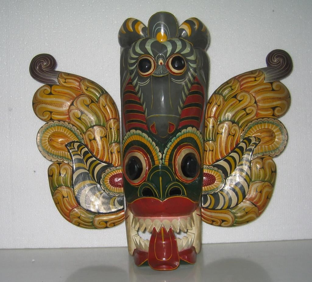 HOUTEN  MASKER  UIT  SRI  LANKA  -  8091, Antiek en Kunst, Ophalen, Masker