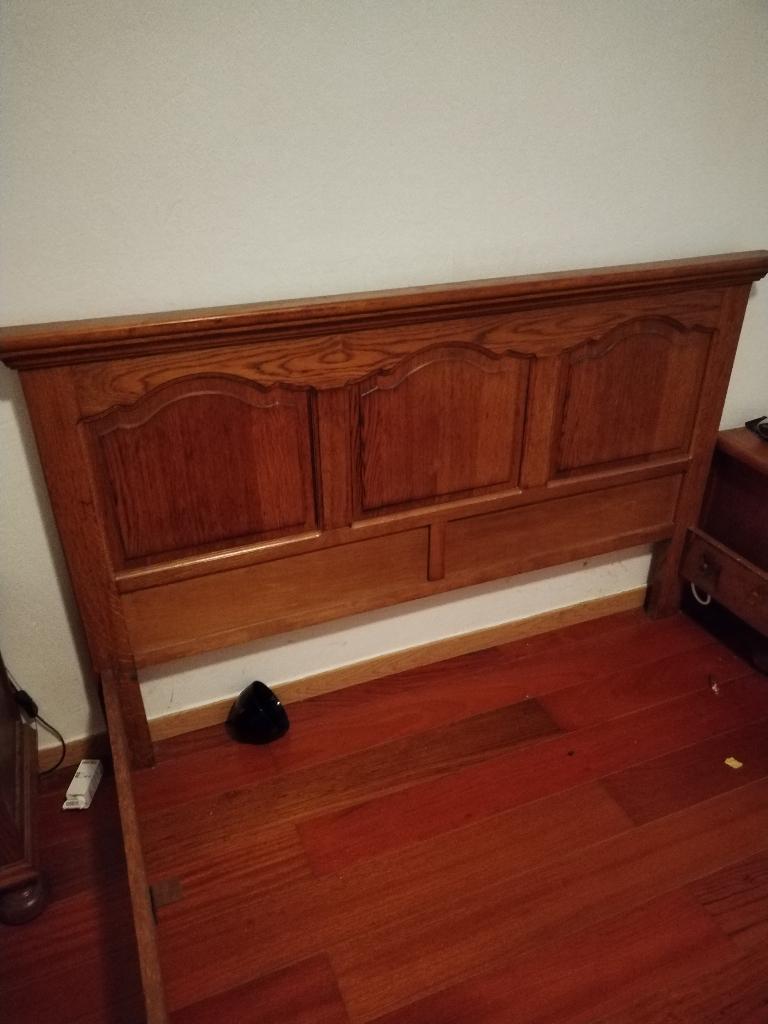 Lit en chêne et 2 tables de nuit, Maison & Meubles, Chambre à coucher | Lits, Brun, Enlèvement, 200 cm, Bois