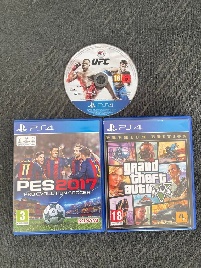 PES2017+GTA5premium+UFC, Games en Spelcomputers, Games | Sony PlayStation 4, Ophalen of Verzenden, Zo goed als nieuw