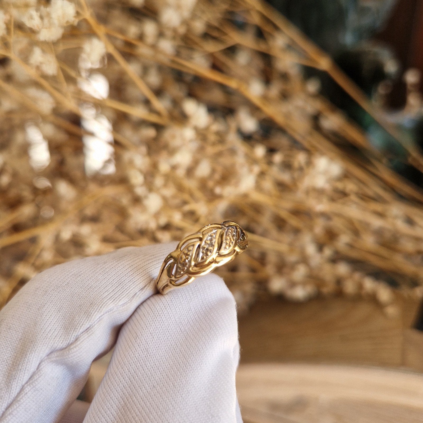 Gouden ring 14k 585 gemarkeerd maat 6.5 US, Ophalen of Verzenden, Dame, Goud, Met strass