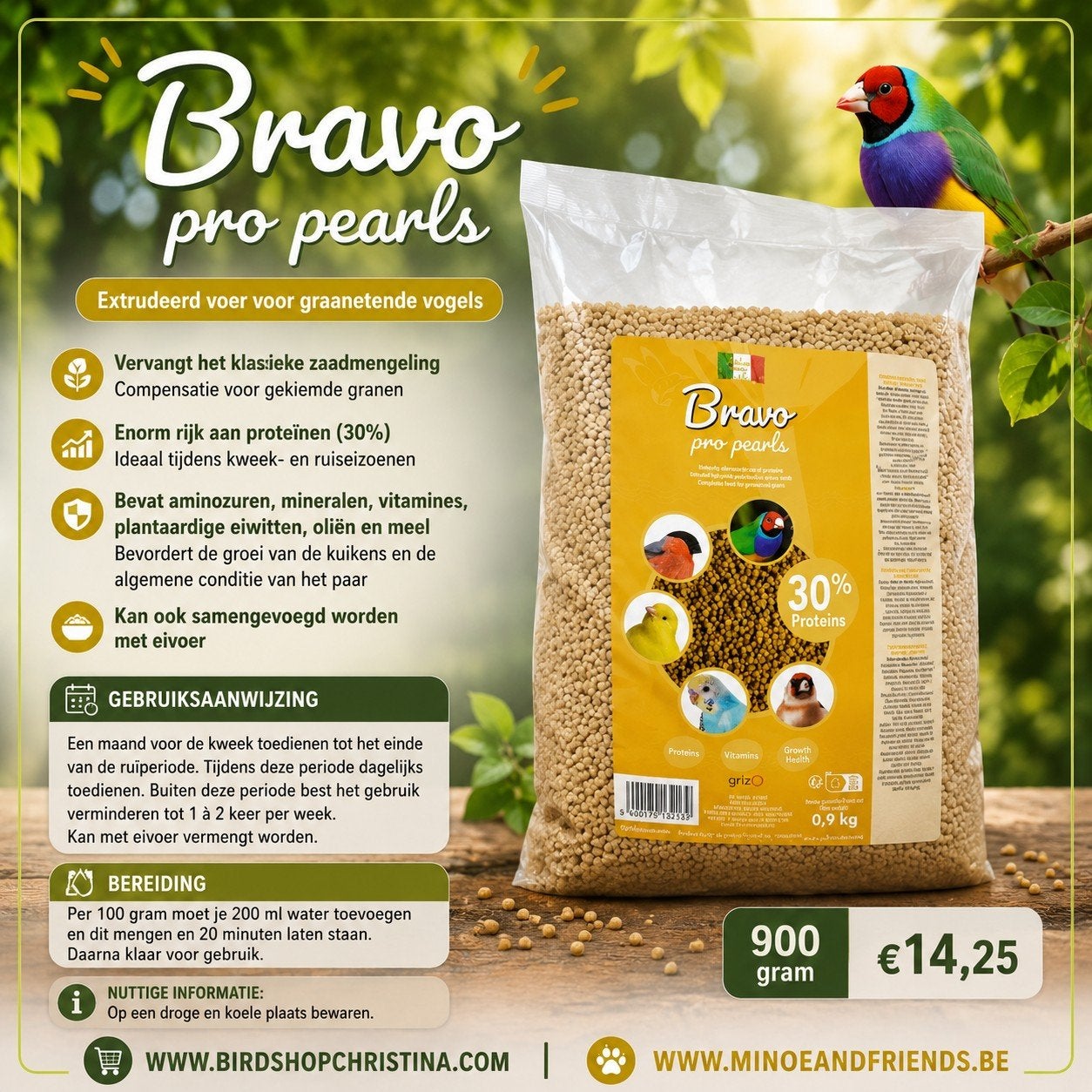 Bravo Pro Pearls 30 % de protéines 900 grammes, Enlèvement