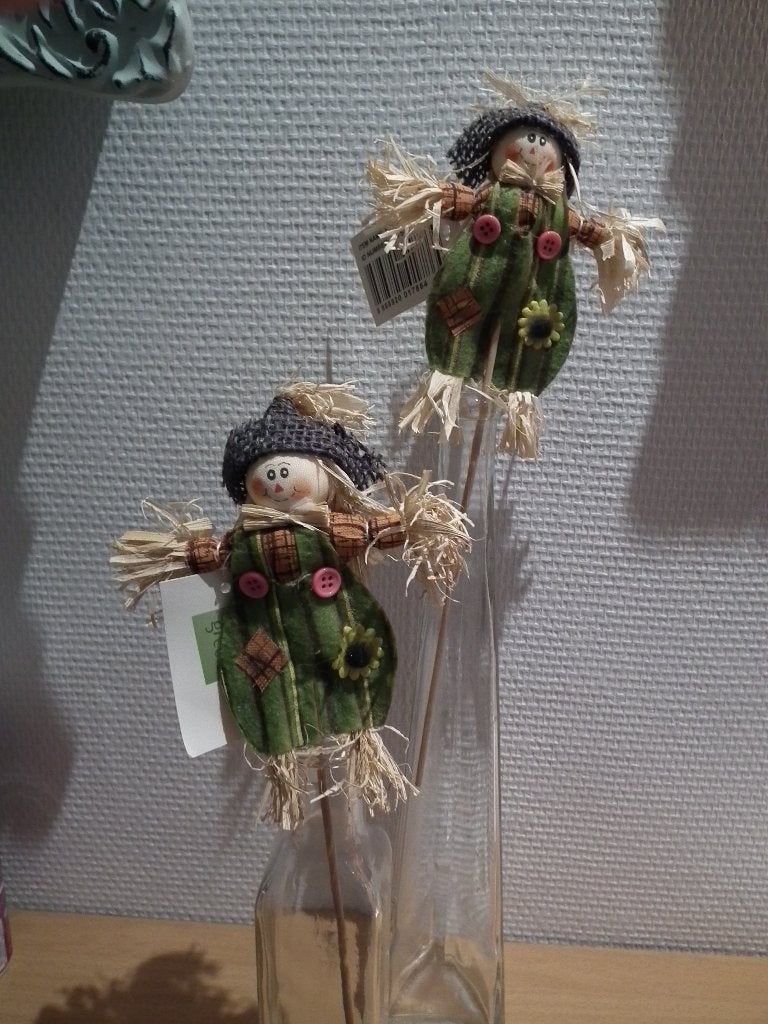 2 épouvantails (poupée raffia) hauteur 14 cm., Envoi, Neuf