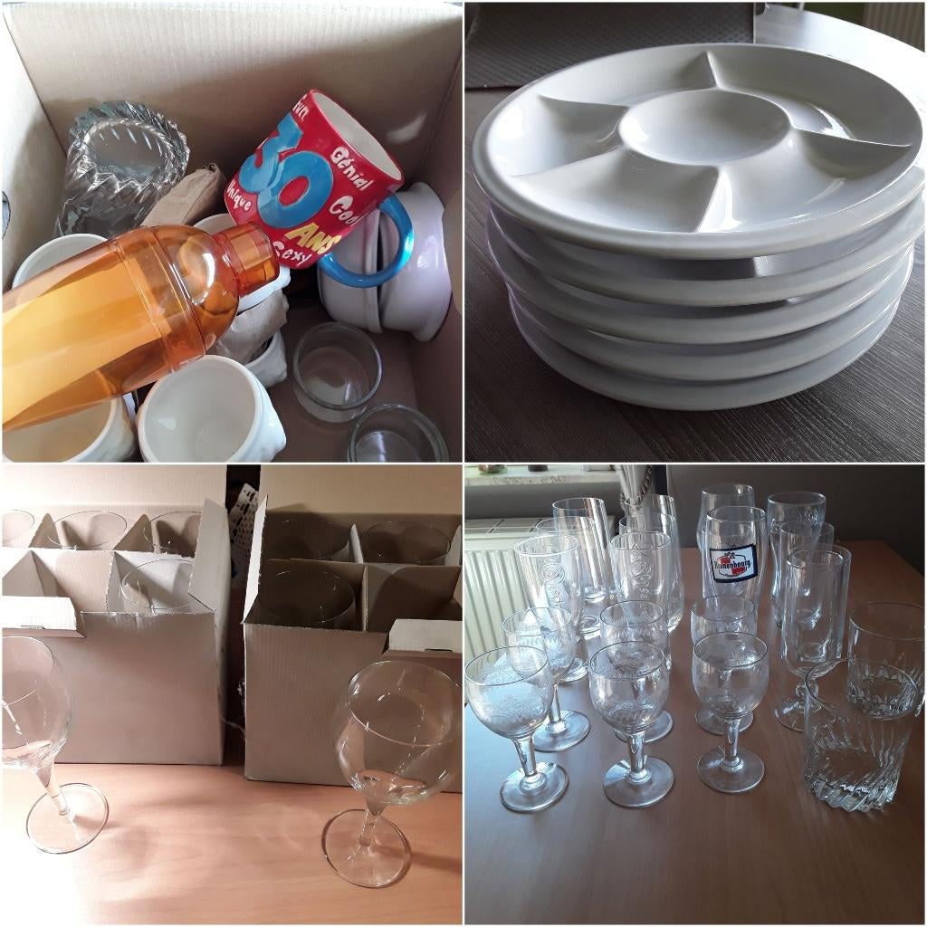 Set van meer dan 35 nieuwe staande glazen enz., Verzamelen, Glas en Drinkglazen, Ophalen, Nieuw