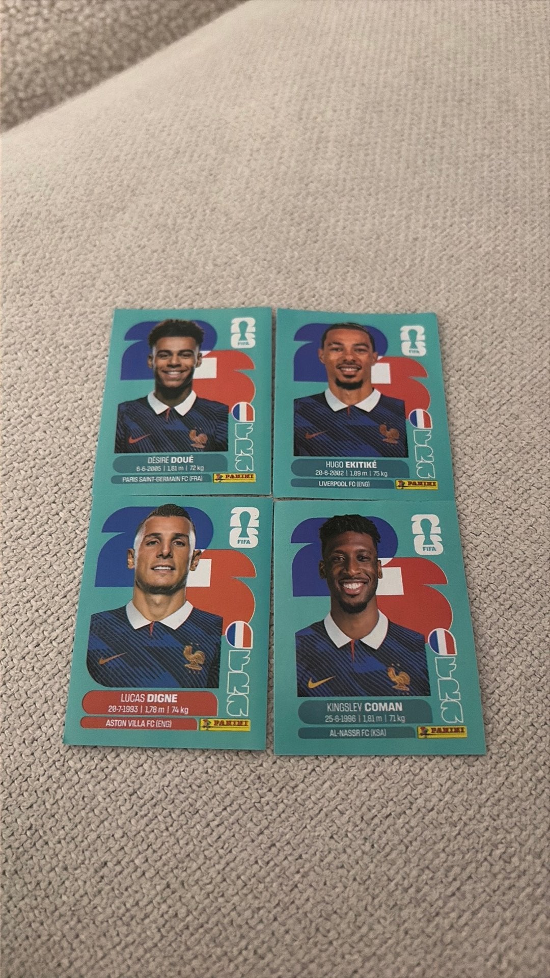 Pak van 4 kaarten voor het Franse team, Ophalen, Nieuw, Sticker