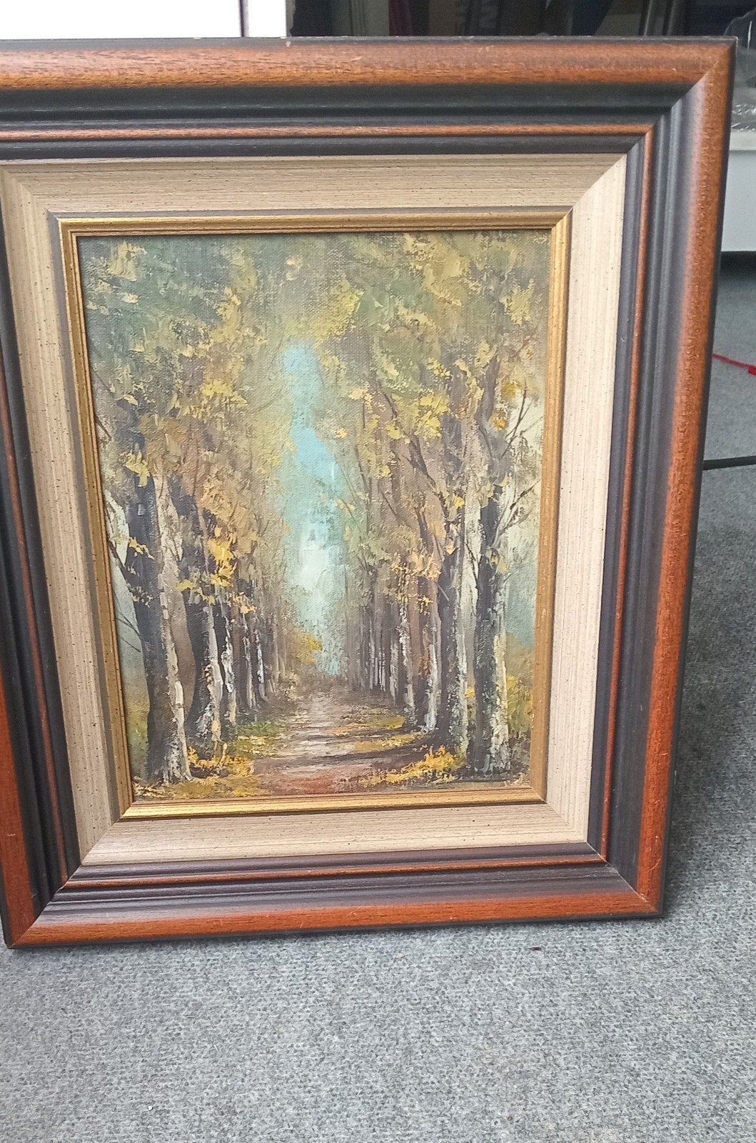 Tableau paysage de sous-bois, Antiquités & Art, Peinture à l'huile, Paysage, Enlèvement, Toile