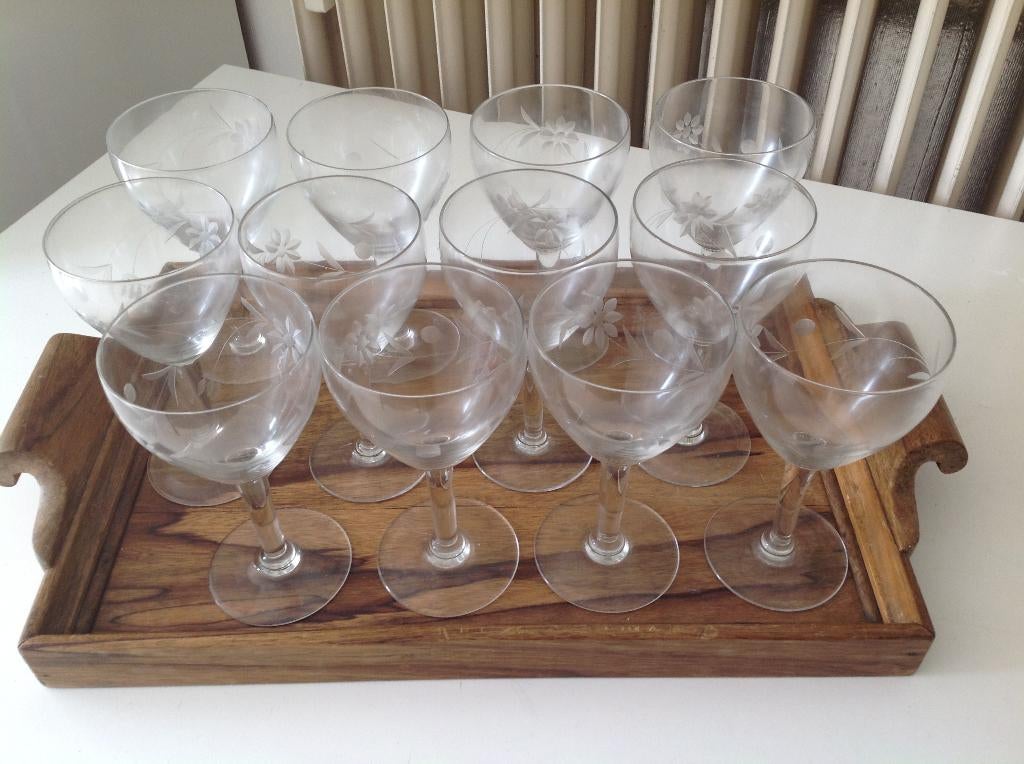 12 kristal grote wijnglazen of waterglazen, Antiek en Kunst, Antiek | Glaswerk en Kristal, Ophalen of Verzenden